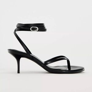 Zara Leather Black Strappy Heels
